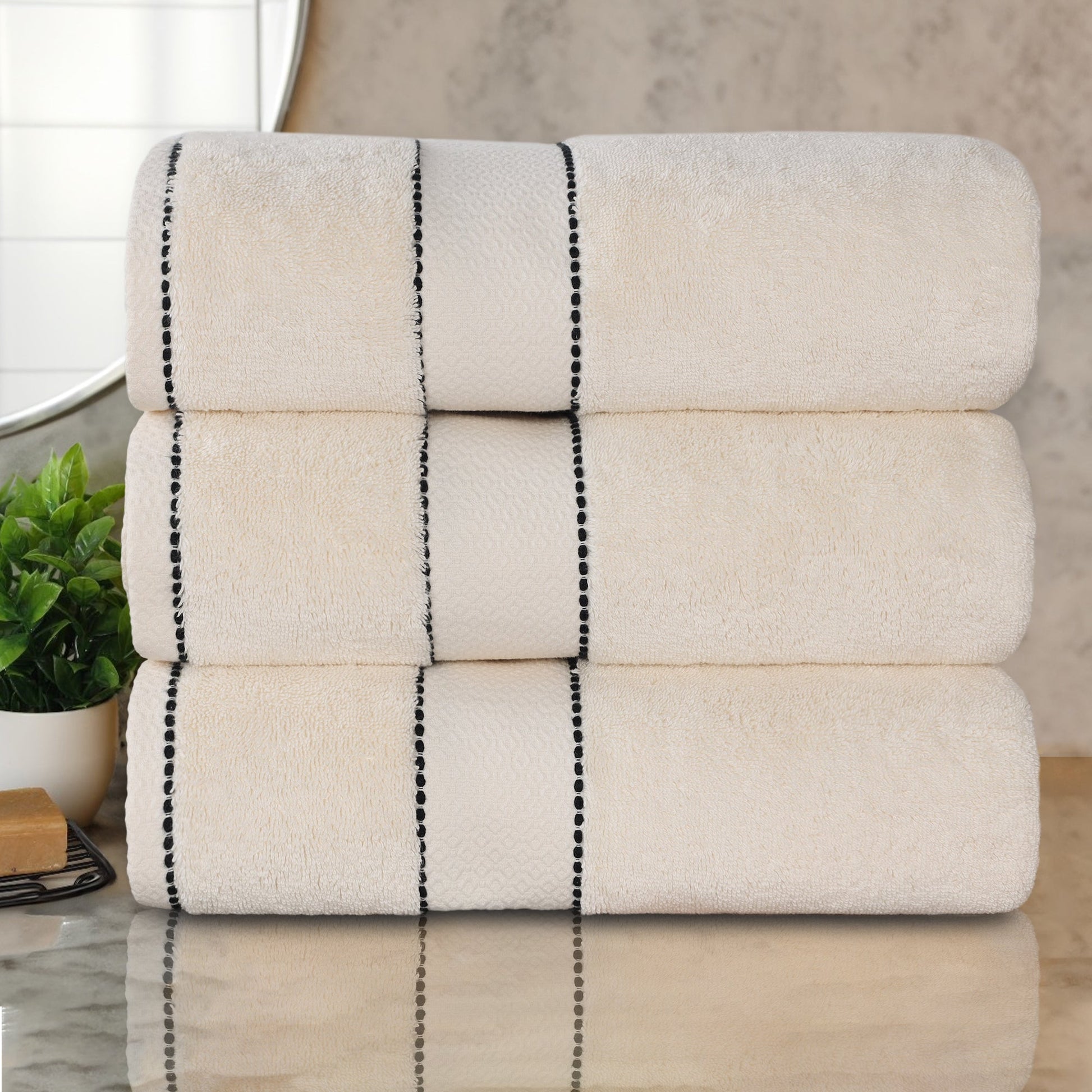 Niles Egyptian Giza Cotton Dobby Ultra-Plush Bath Towel - Ivory