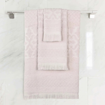 Rolla Cotton Geometric Jacquard Plush Soft Absorbent 3 Piece Towel Set