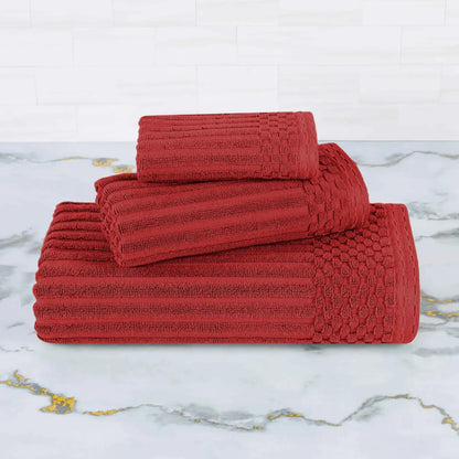 Soho Ribbed Cotton Absorbent 3 Piece Assorted Towel Set