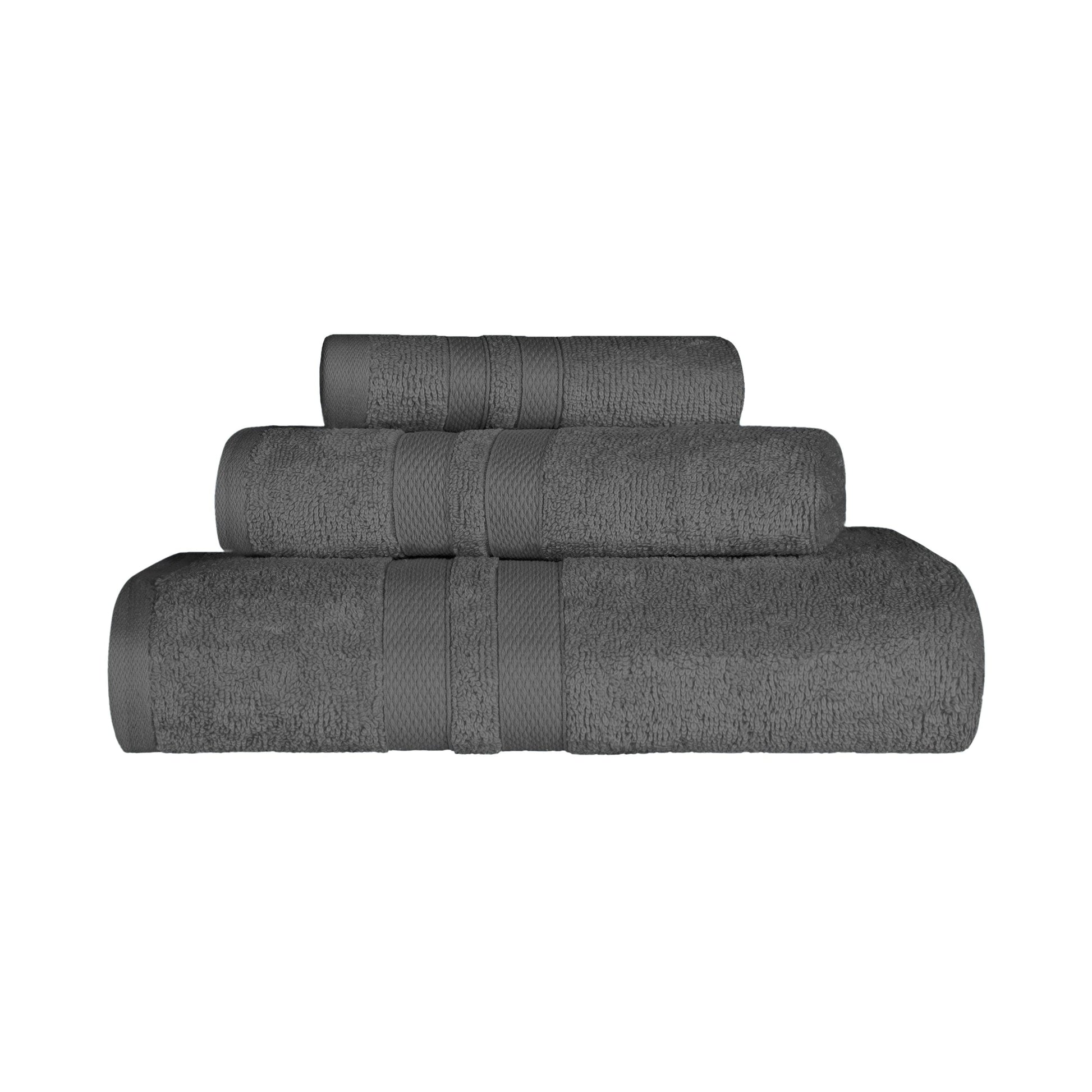Superior Ultra Soft Cotton Absorbent Solid Assorted 3-Piece Towel Set - Charcoal