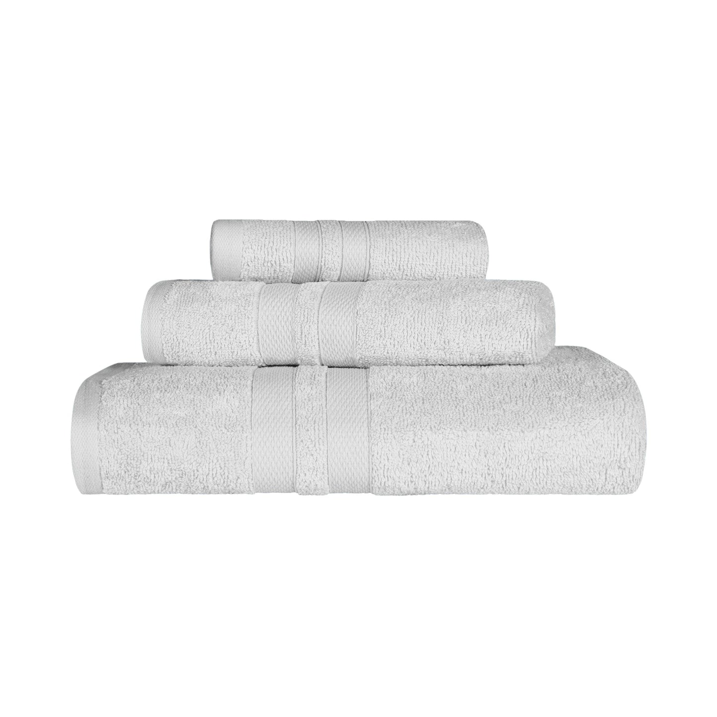 Superior Ultra Soft Cotton Absorbent Solid Assorted 3-Piece Towel Set -Silver