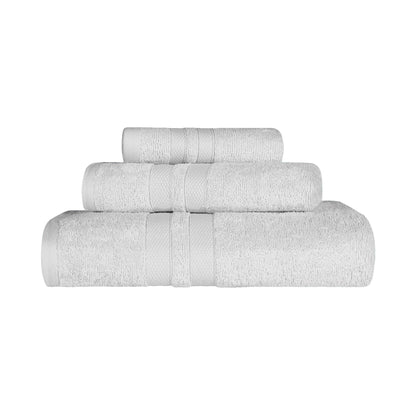 Superior Ultra Soft Cotton Absorbent Solid Assorted 3-Piece Towel Set -Silver