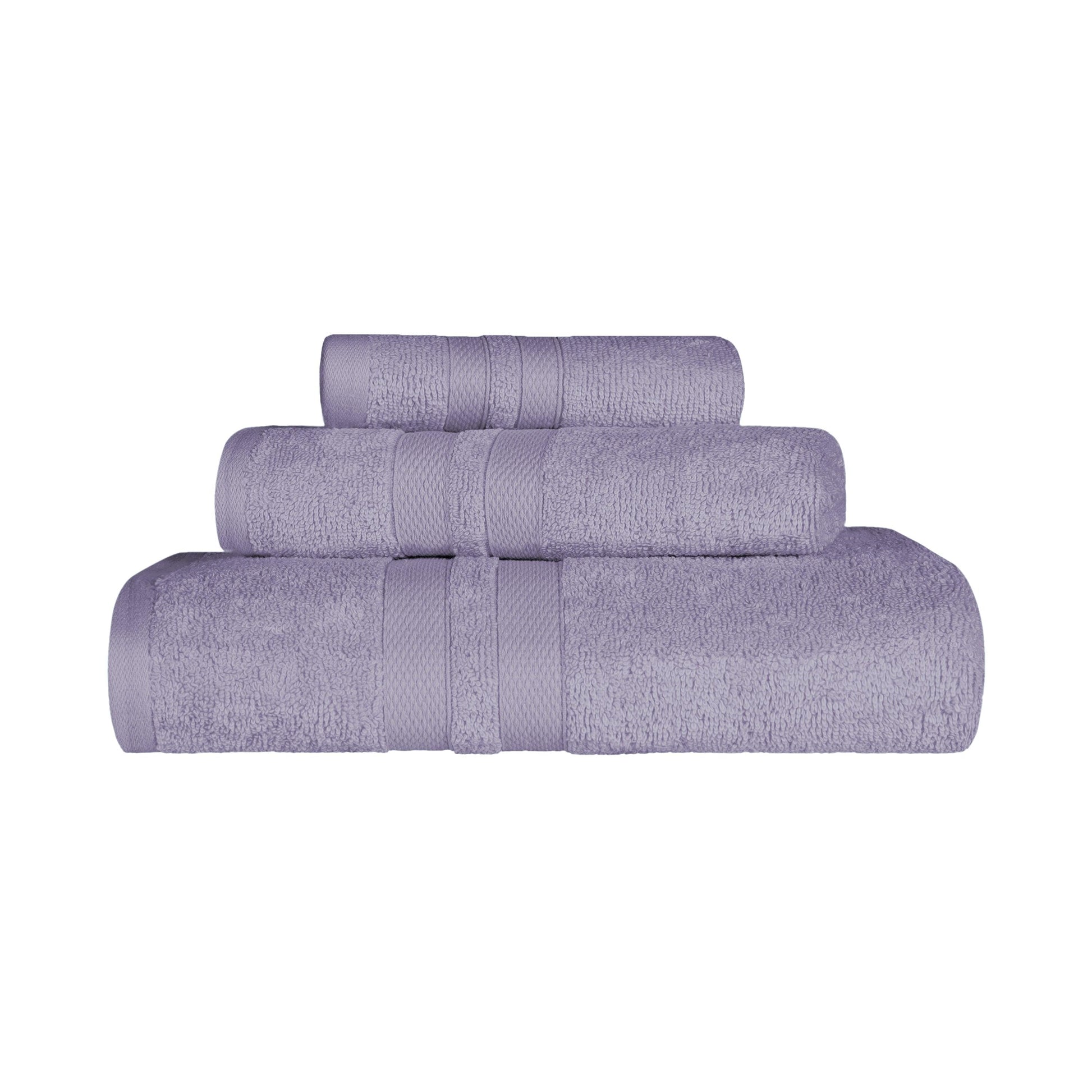 Superior Ultra Soft Cotton Absorbent Solid Assorted 3-Piece Towel Set -Wisteria