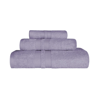 Superior Ultra Soft Cotton Absorbent Solid Assorted 3-Piece Towel Set -Wisteria