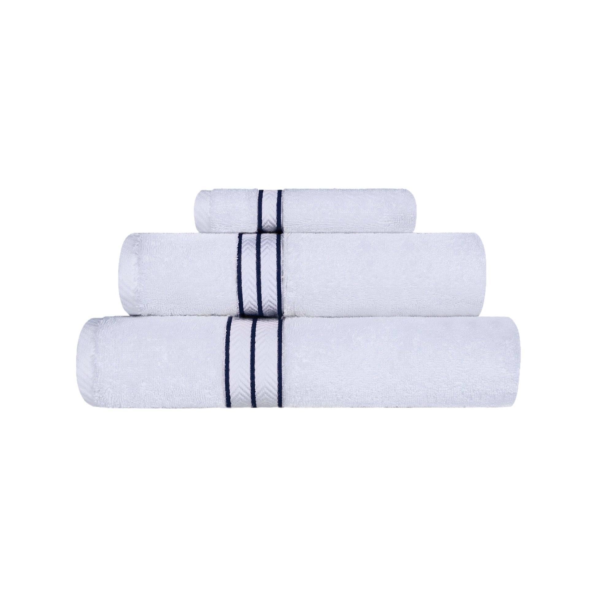 Ultra-Plush Turkish Cotton Hotel Collection Super Absorbent Solid Luxury Bathroom Set - Navy Blue