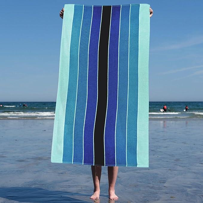 Pacific Stripe Cotton Oversized 2 Piece Beach Towel Set