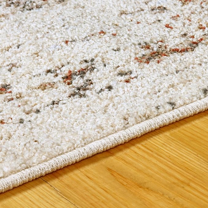 Heavily Distressed Oriental Medallion Area Rug - Cream