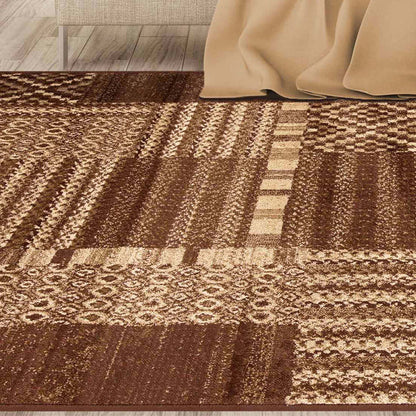 Dorset Block Patchwork Indoor Area Rug or Runner Rug - Taupe