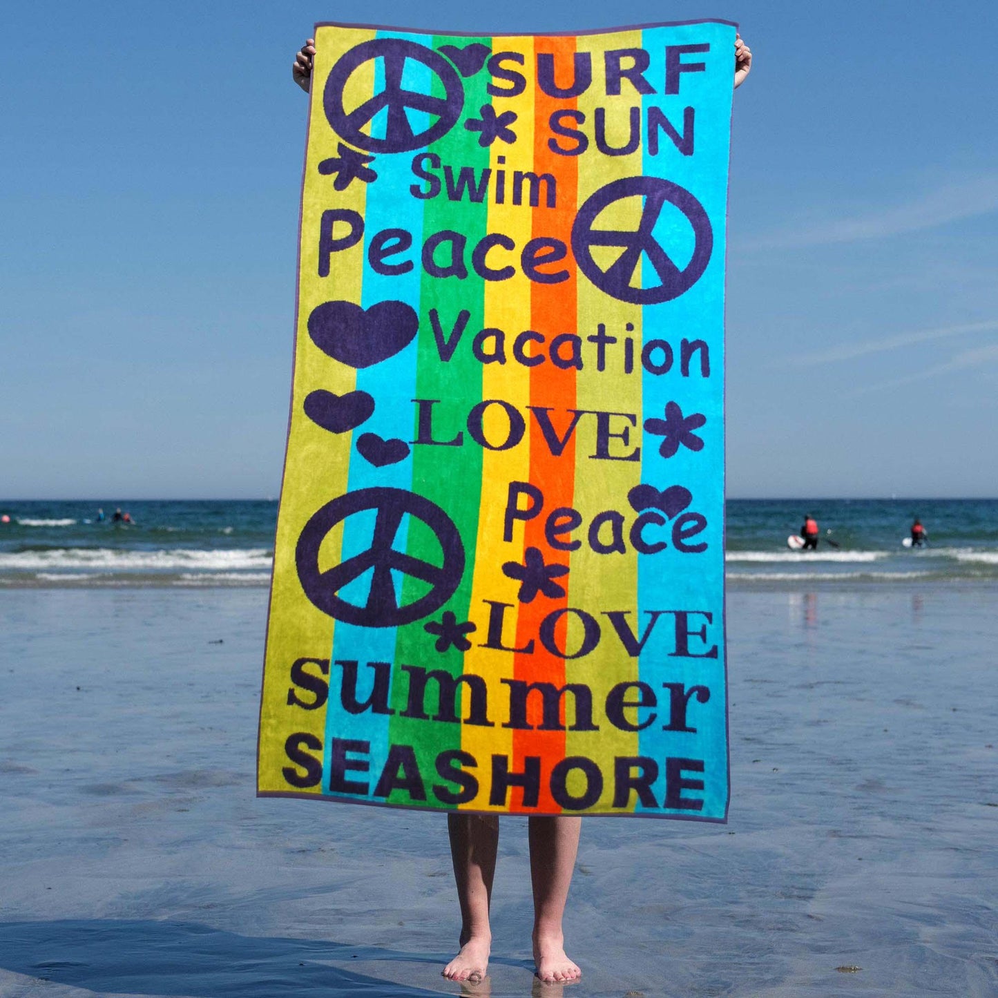 Peace Love Oversized Cotton 2 Piece Beach Towel Set