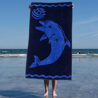 Play Dolphin Oversized Cotton 2 Piece Beach Towel Set