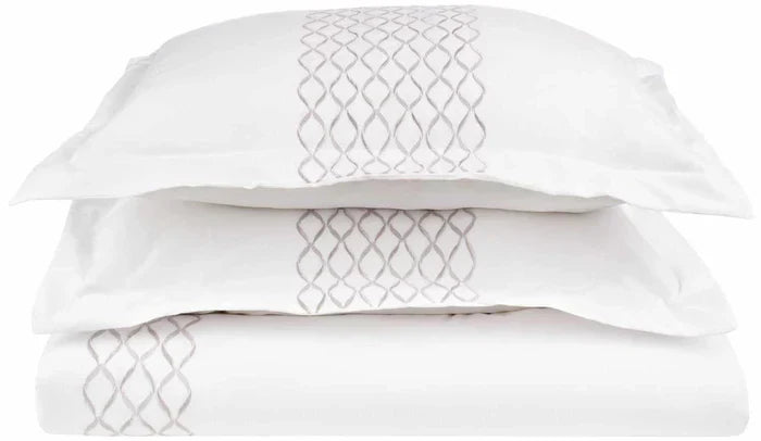 Hanna Embroidered Wrinkle Resistant Duvet Cover Set - White