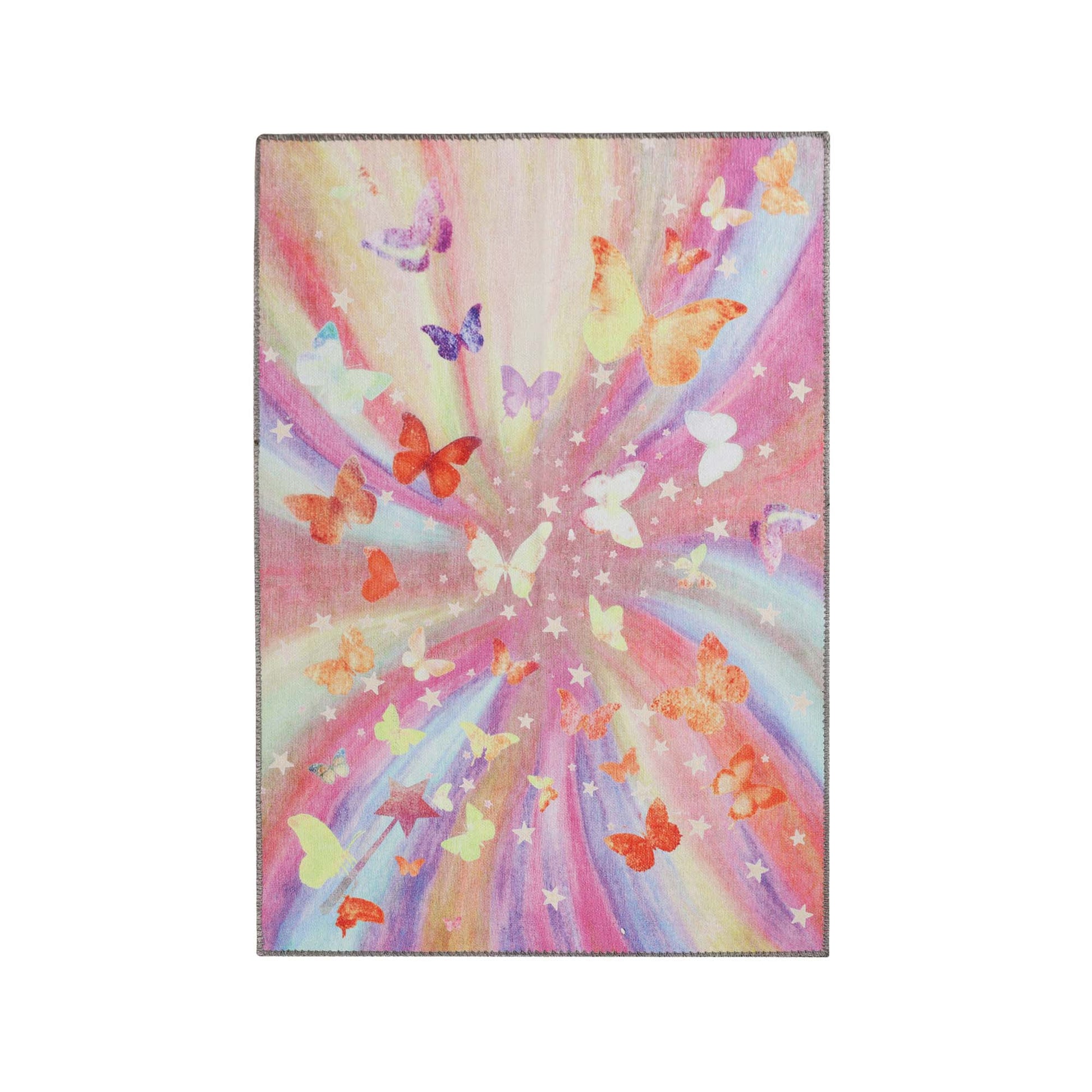 Superior Butterfly Colorful Kids Playroom Nursery Washable Indoor Area Rug Or Door Mat - Apricot