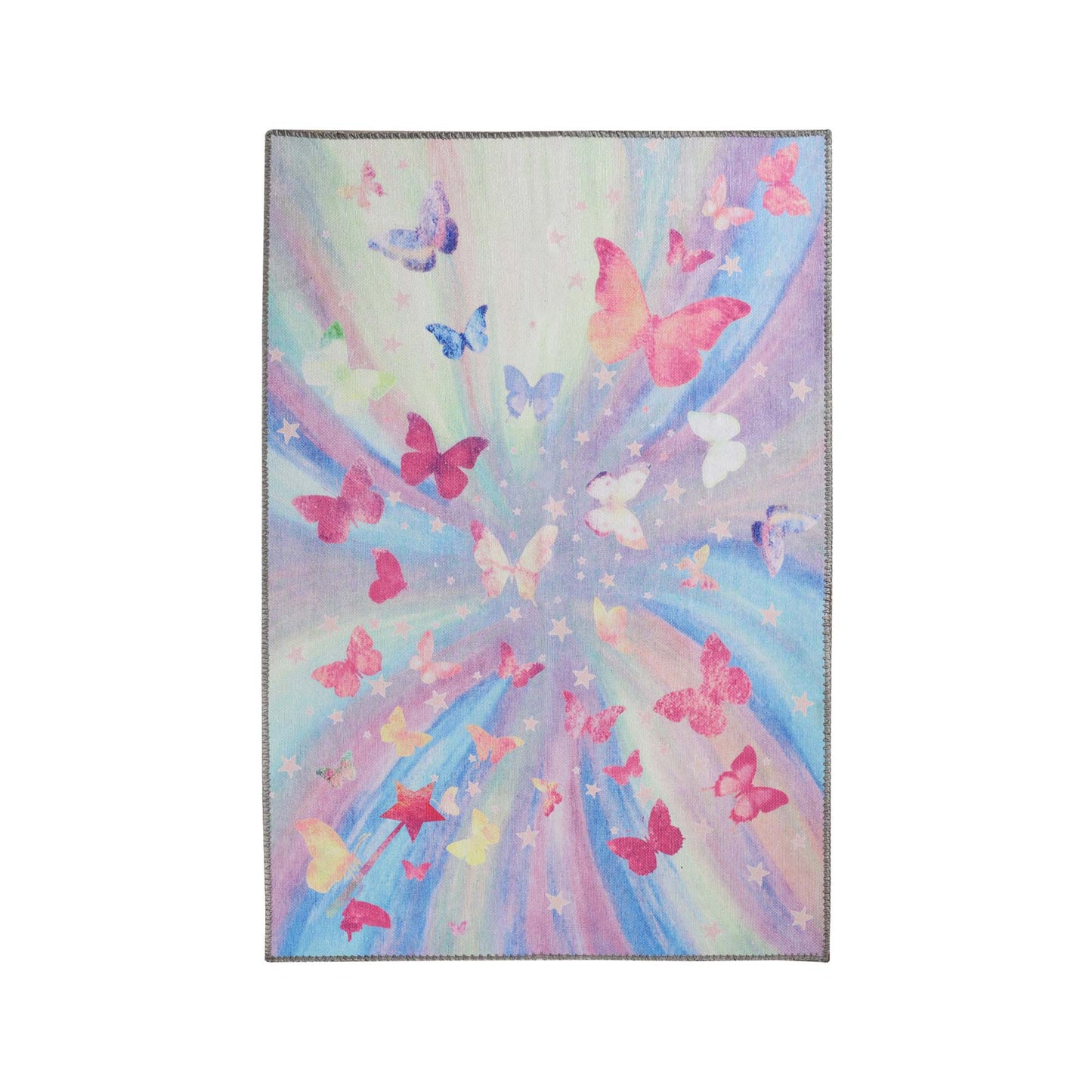 Superior Butterfly Colorful Kids Playroom Nursery Washable Indoor Area Rug Or Door Mat - Magenta