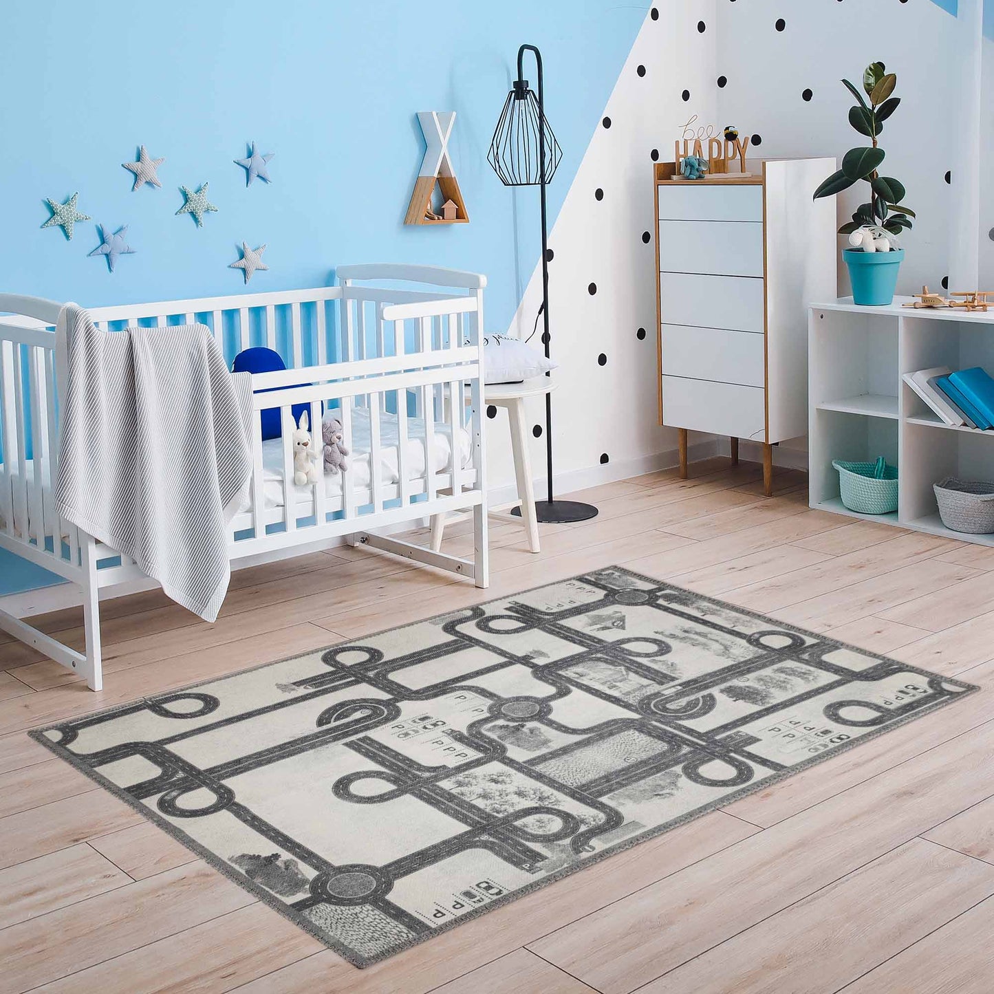 Superior Country Road Kids Playroom Nursery Washable Indoor Area Rug Or Door Mat - Ivory