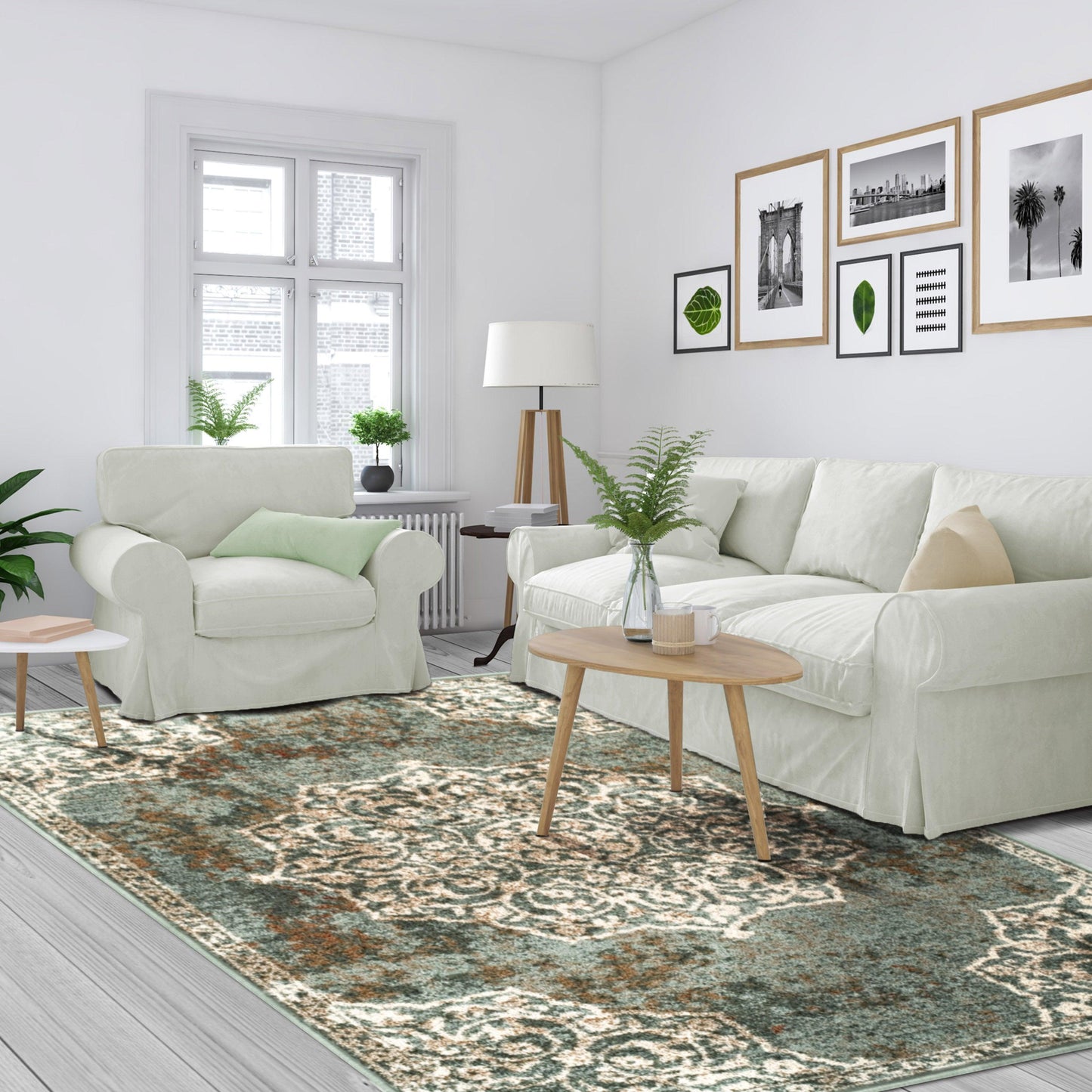 Superior Oriental Medallion Oxidized Area Rug - Blue