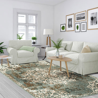 Superior Oriental Medallion Oxidized Area Rug - Blue