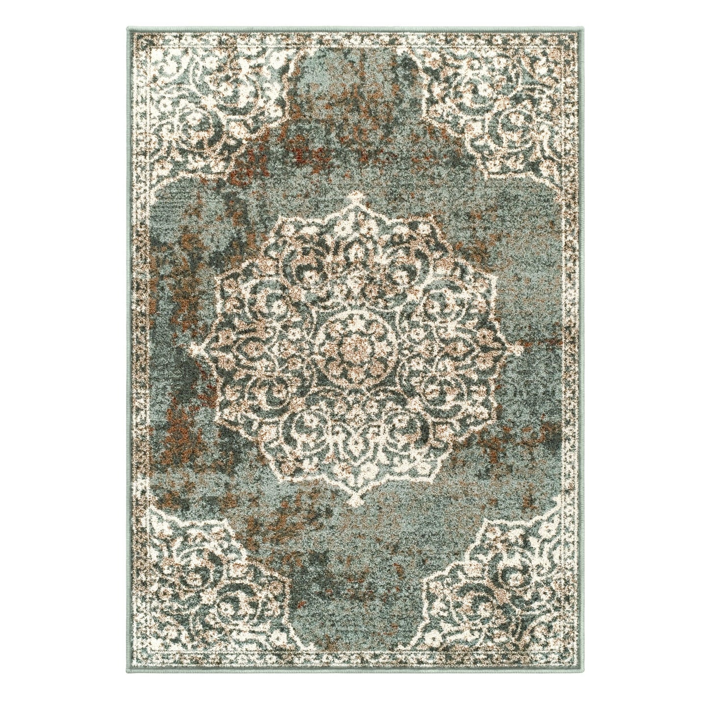 Superior Oriental Medallion Oxidized Area Rug - Blue