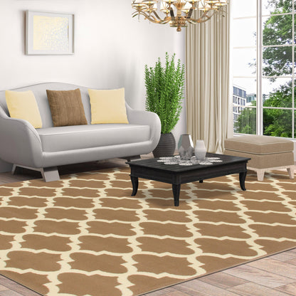  Superior Modern Quatrefoil Geometric Lattice Indoor Area Rug -  Camel