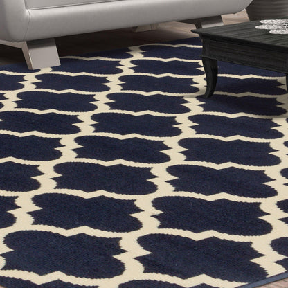  Superior Modern Quatrefoil Geometric Lattice Indoor Area Rug - Midnight Blue