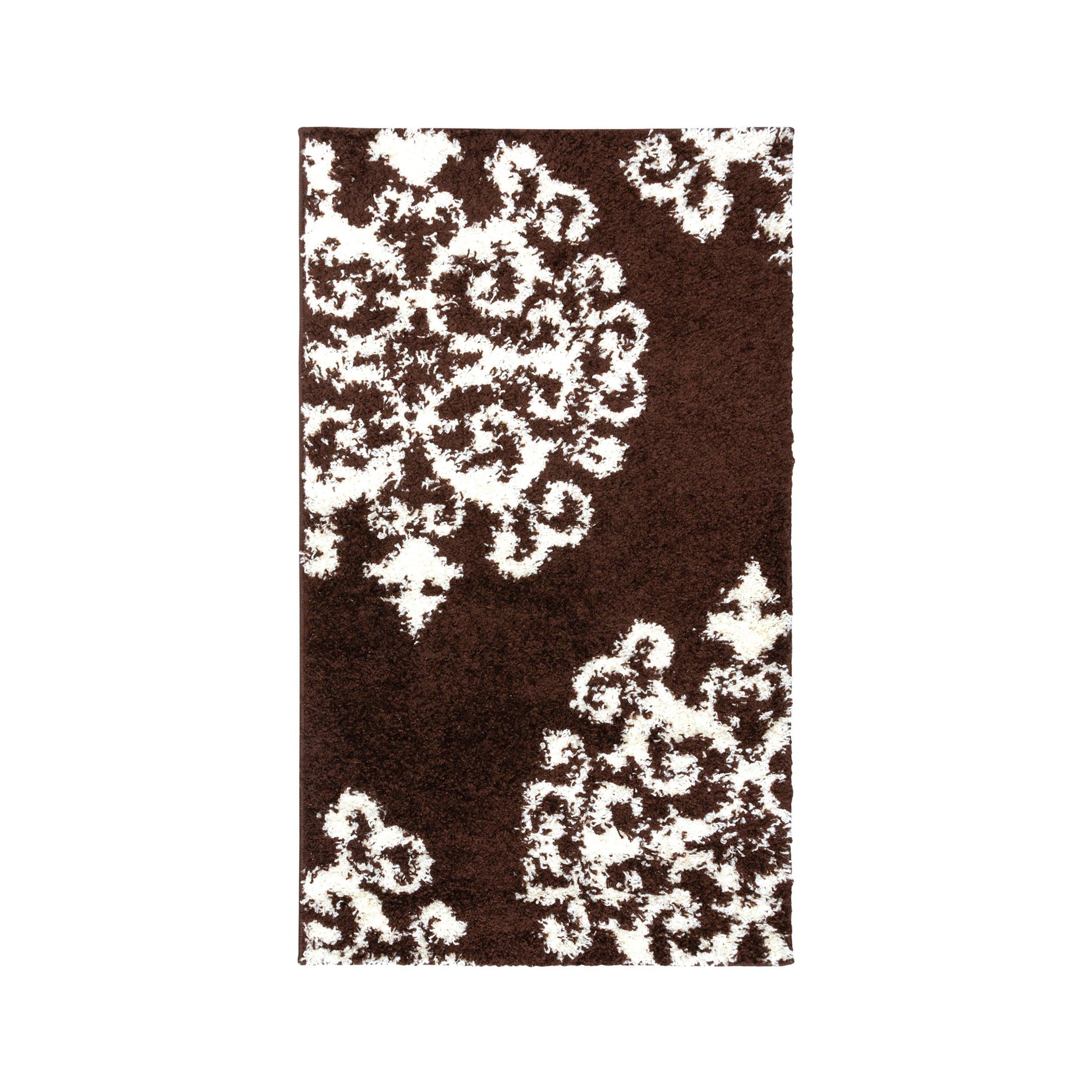  Superior Victorian Glam Floral Medallion Indoor Shag Area Rug - Black-White