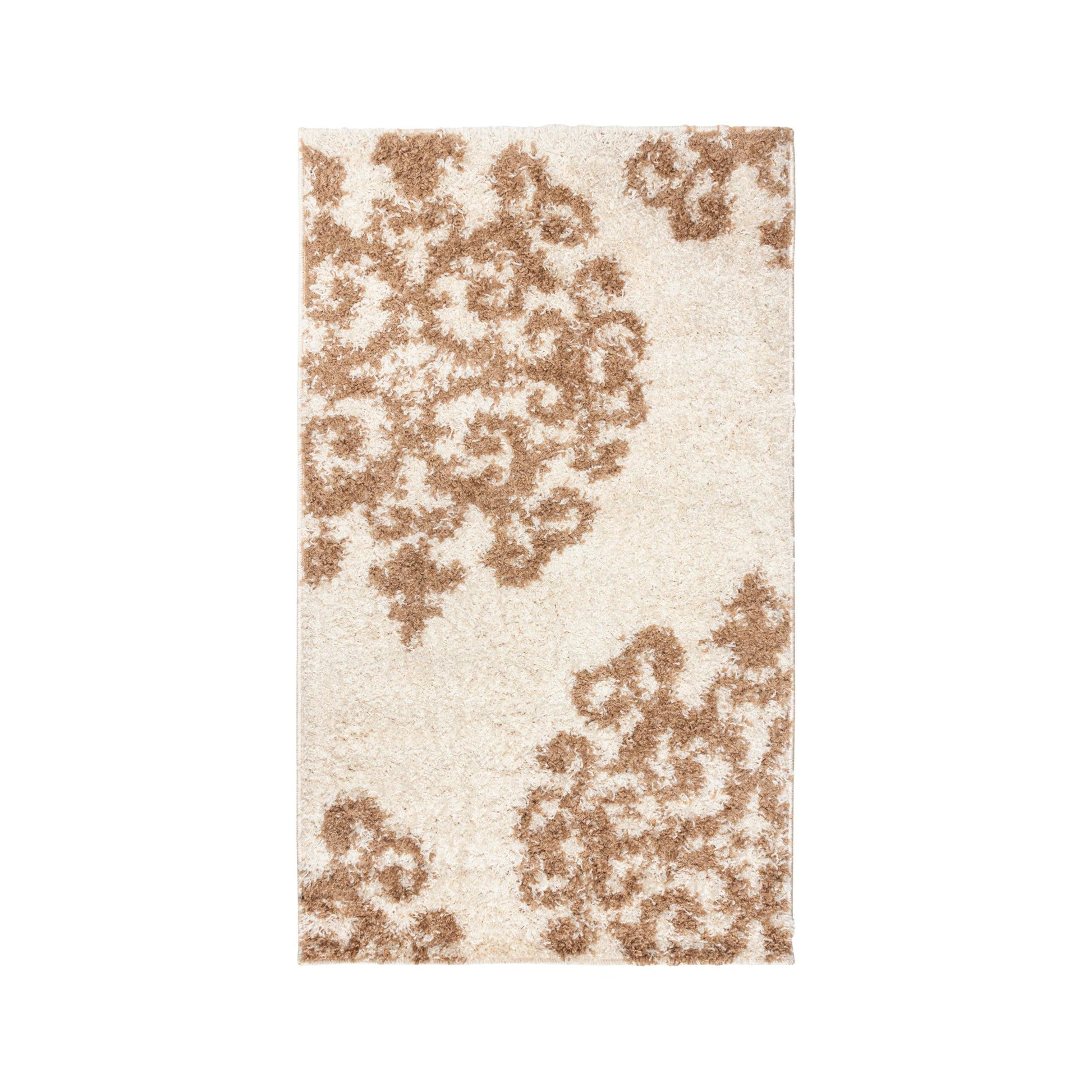  Superior Victorian Glam Floral Medallion Indoor Shag Area Rug - White Gold