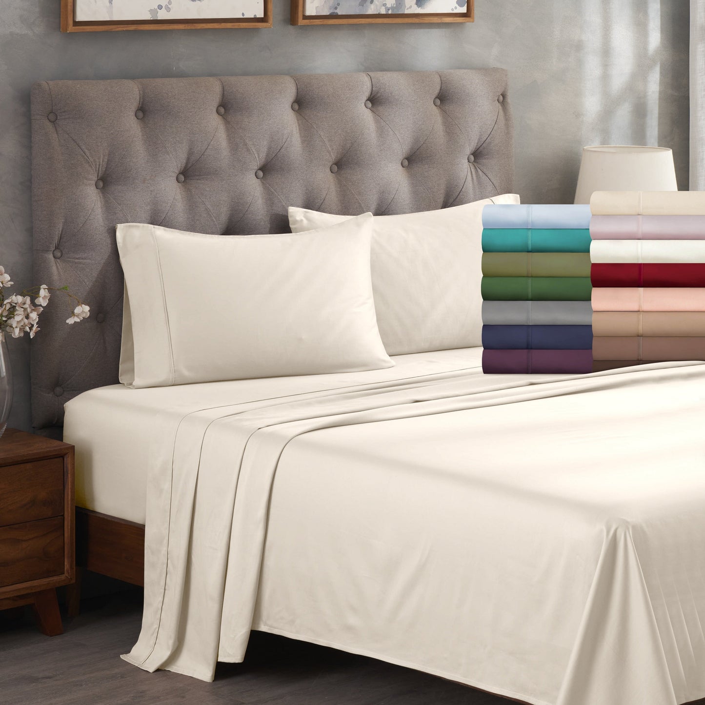 Egyptian Cotton 400 Thread Count Solid Deep Pocket Sheet Set 