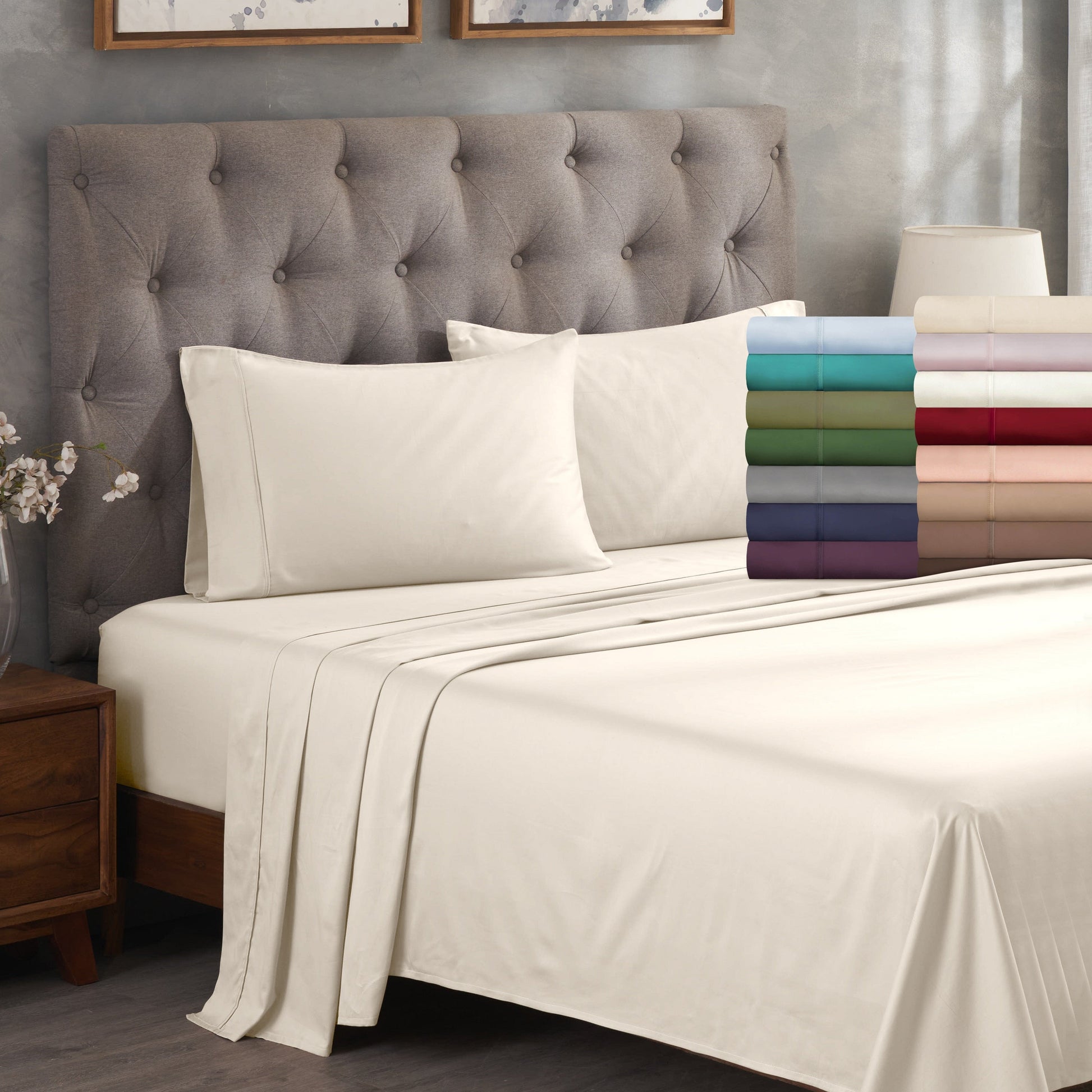 Egyptian Cotton 400 Thread Count Solid Deep Pocket Sheet Set 