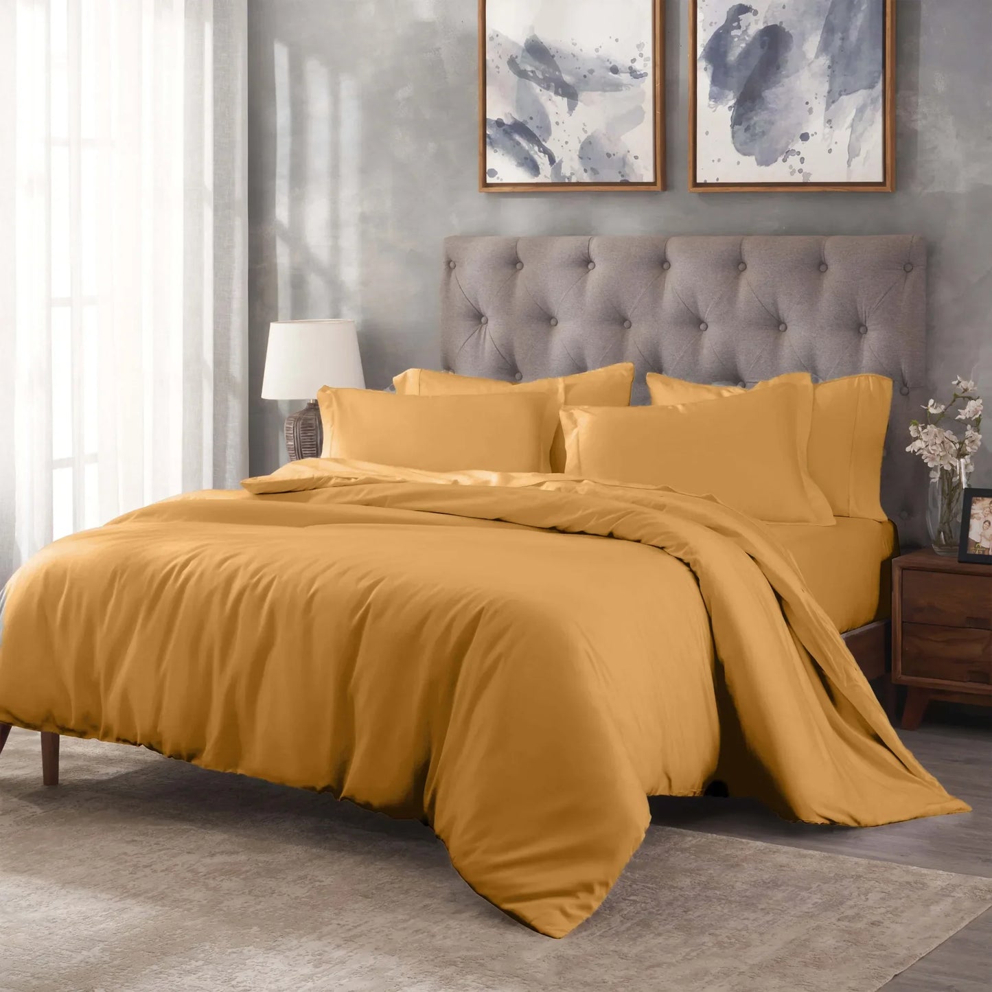 Egyptian Cotton 400 Thread Count Solid Luxury Duvet Cover Set