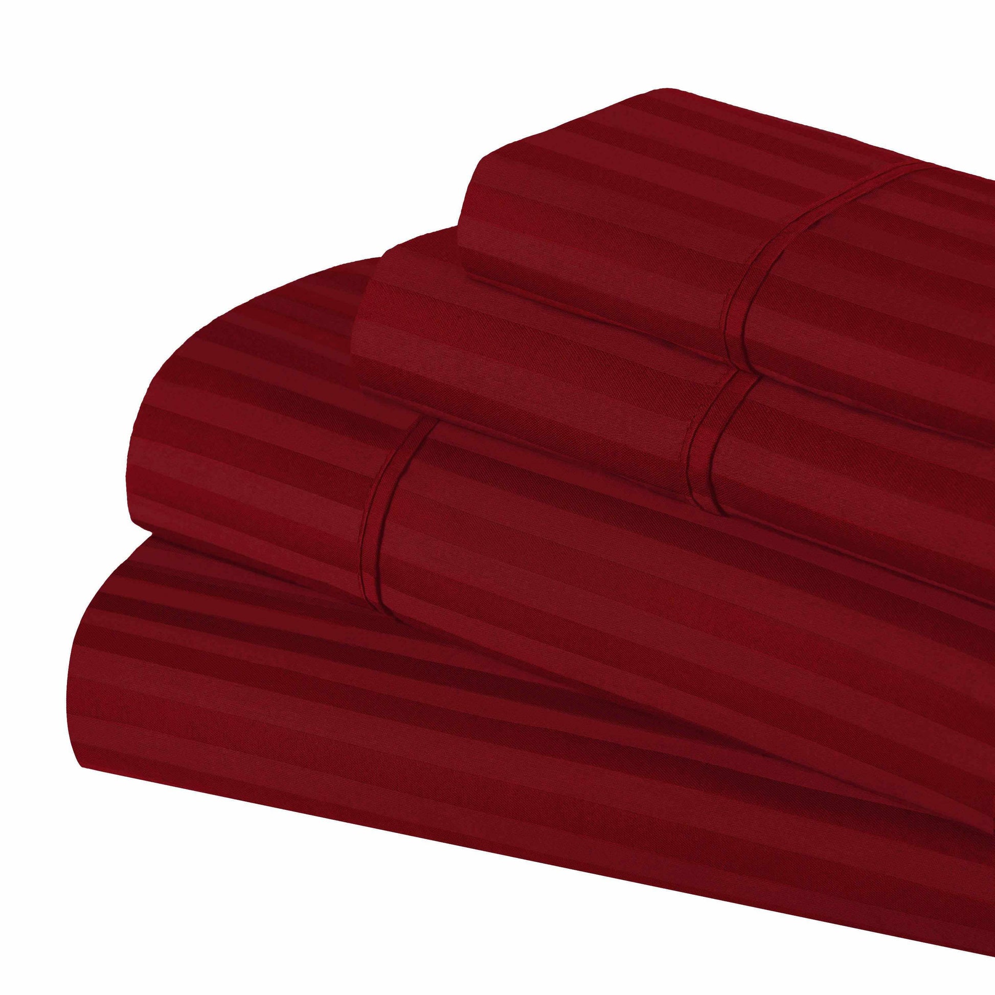 Superior 300 Thread-Count Premium Egyptian Cotton Stripe Sheet Set - Burgundy