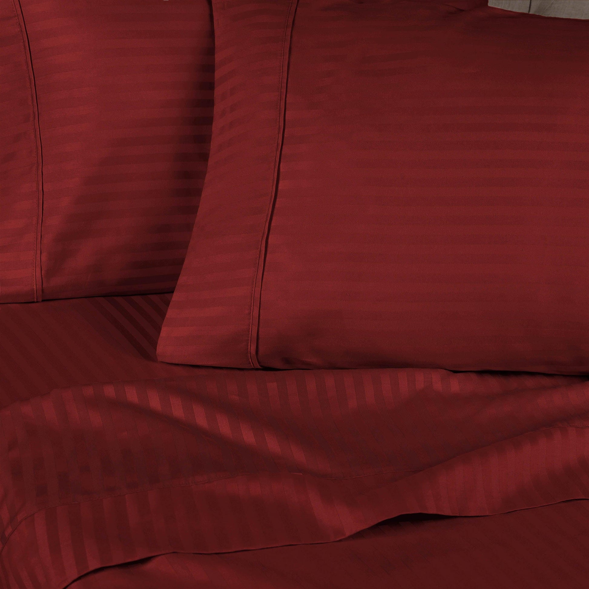 Superior 300 Thread Count Premium Egyptian Cotton Stripe Sheet Set - Burgundy