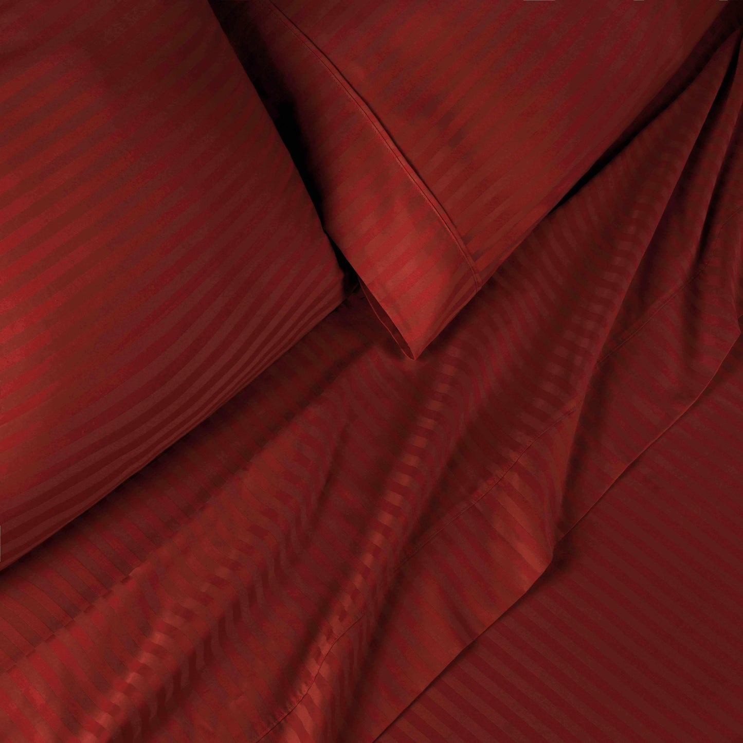 Superior 400 Thread Count Egyptian Cotton Stripe Sheet Set - Burgundy