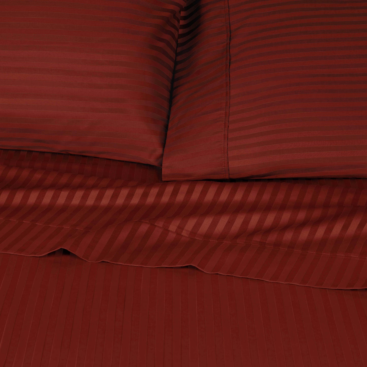 Superior 300 Thread Count Premium Egyptian Cotton Stripe Sheet Set - Burgundy