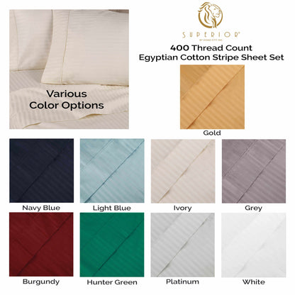 Superior 400 Thread Count Egyptian Cotton Stripe Sheet Set - Platinum