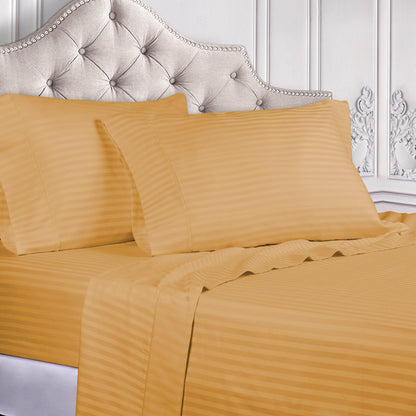 Superior 300 Thread Count Premium Egyptian Cotton Stripe Sheet Set - Gold