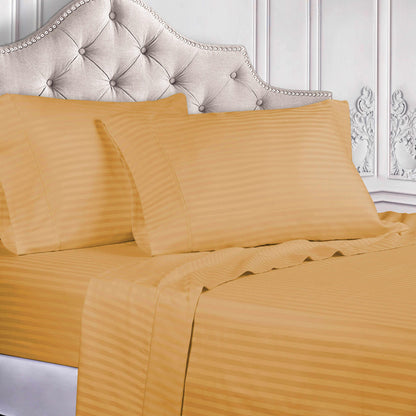 Superior 300 Thread-Count Premium Egyptian Cotton Stripe Sheet Set - Gold