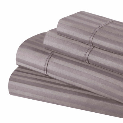 Superior 300 Thread-Count Premium Egyptian Cotton Stripe Sheet Set - Grey