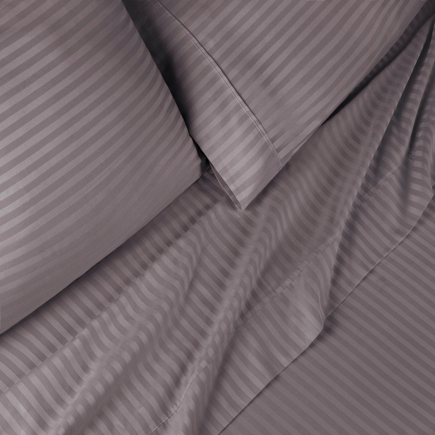 Superior 300 Thread Count Premium Egyptian Cotton Stripe Sheet Set - Grey