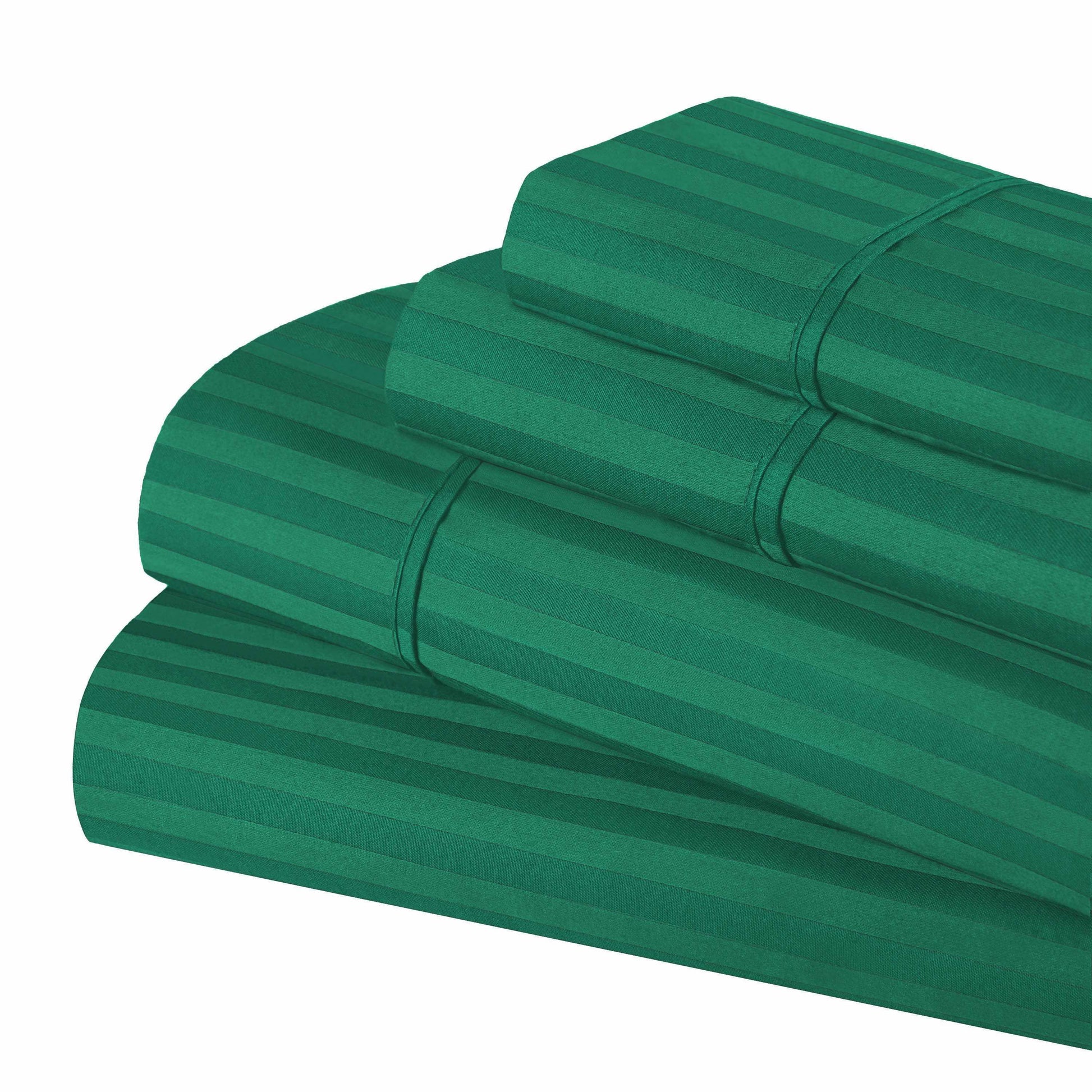 Superior 300 Thread-Count Premium Egyptian Cotton Stripe Sheet Set - Hunter Green