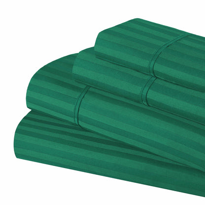Superior 300 Thread-Count Premium Egyptian Cotton Stripe Sheet Set - Hunter Green
