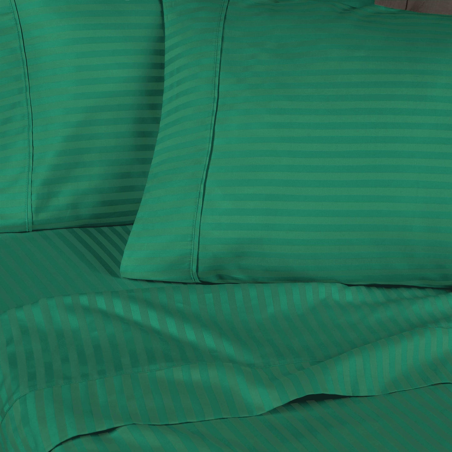 Superior 300 Thread Count Premium Egyptian Cotton Stripe Sheet Set - Hunter Green