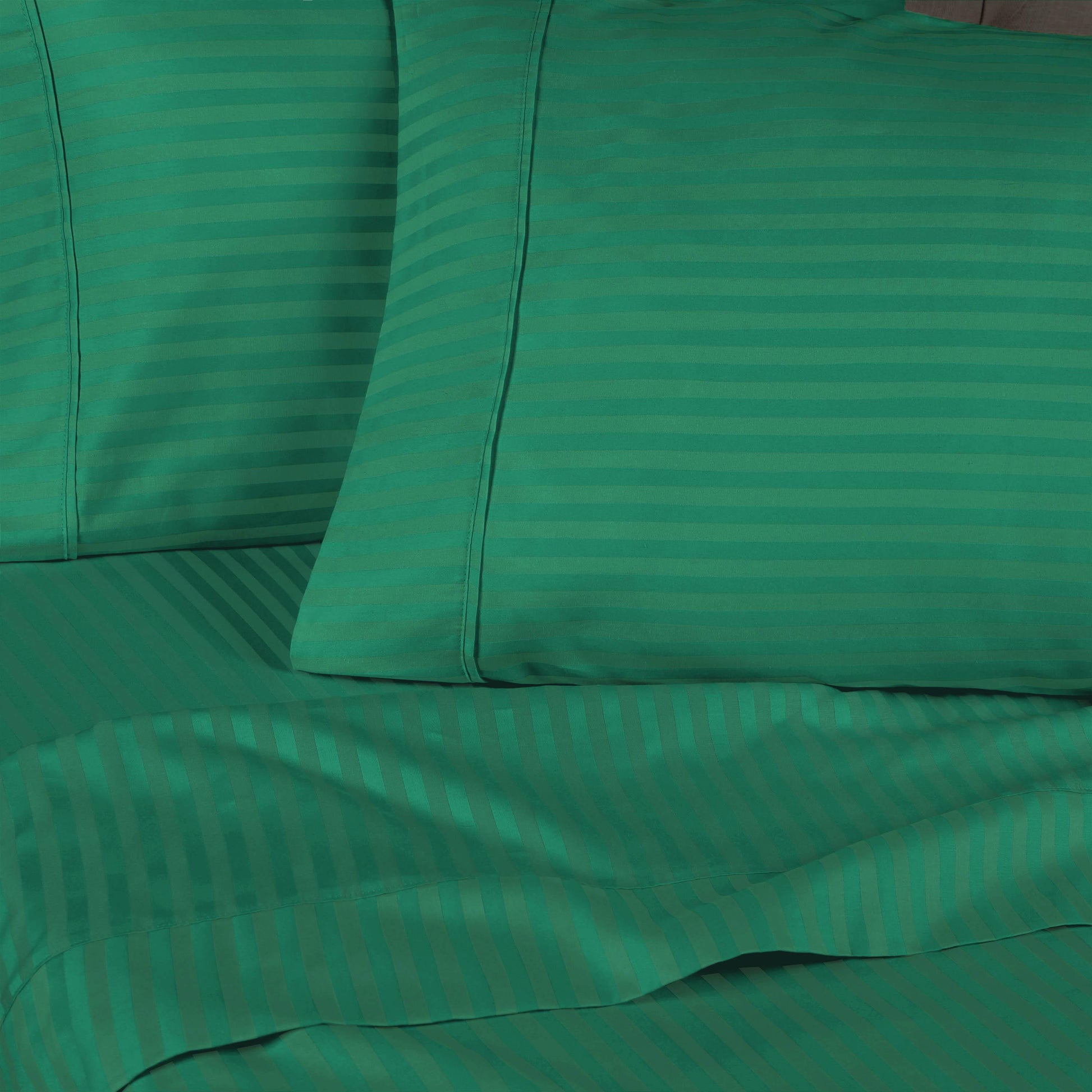 Superior 300 Thread Count Premium Egyptian Cotton Stripe Sheet Set - Hunter Green