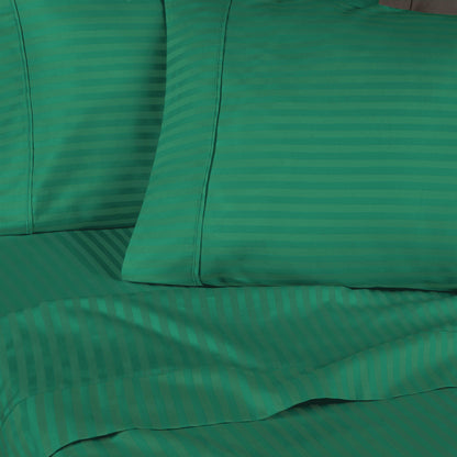 Superior 300 Thread Count Premium Egyptian Cotton Stripe Sheet Set - Hunter Green