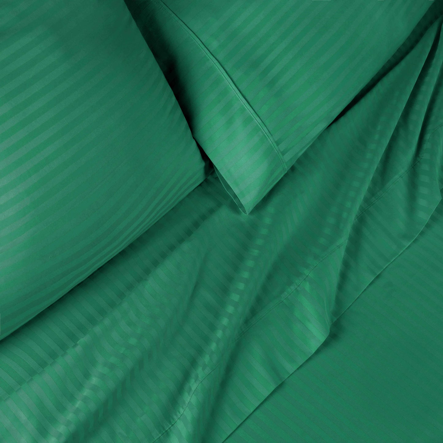 Superior 400 Thread Count Egyptian Cotton Stripe Sheet Set - Hunter Green
