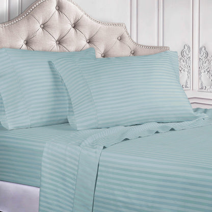 Superior 300 Thread-Count Premium Egyptian Cotton Stripe Sheet Set - Light Blue
