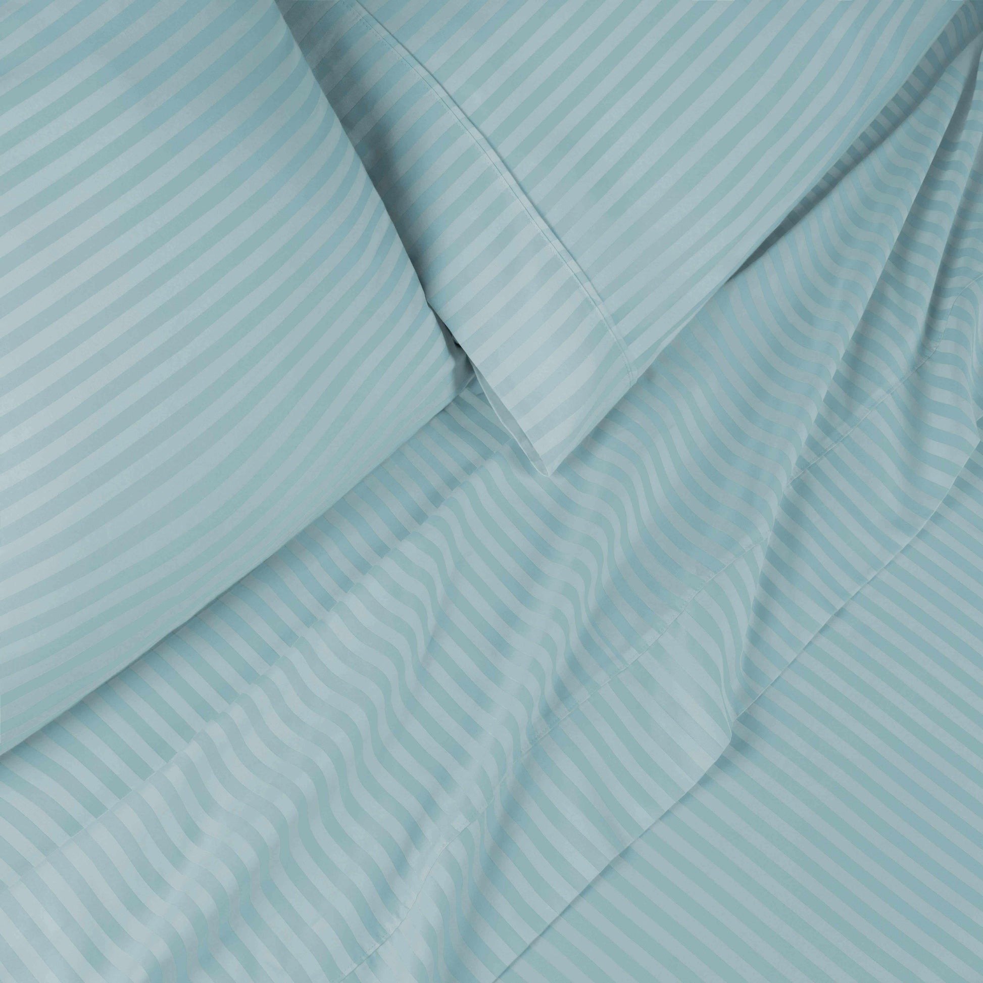 Superior 300 Thread-Count Premium Egyptian Cotton Stripe Sheet Set - Light Blue