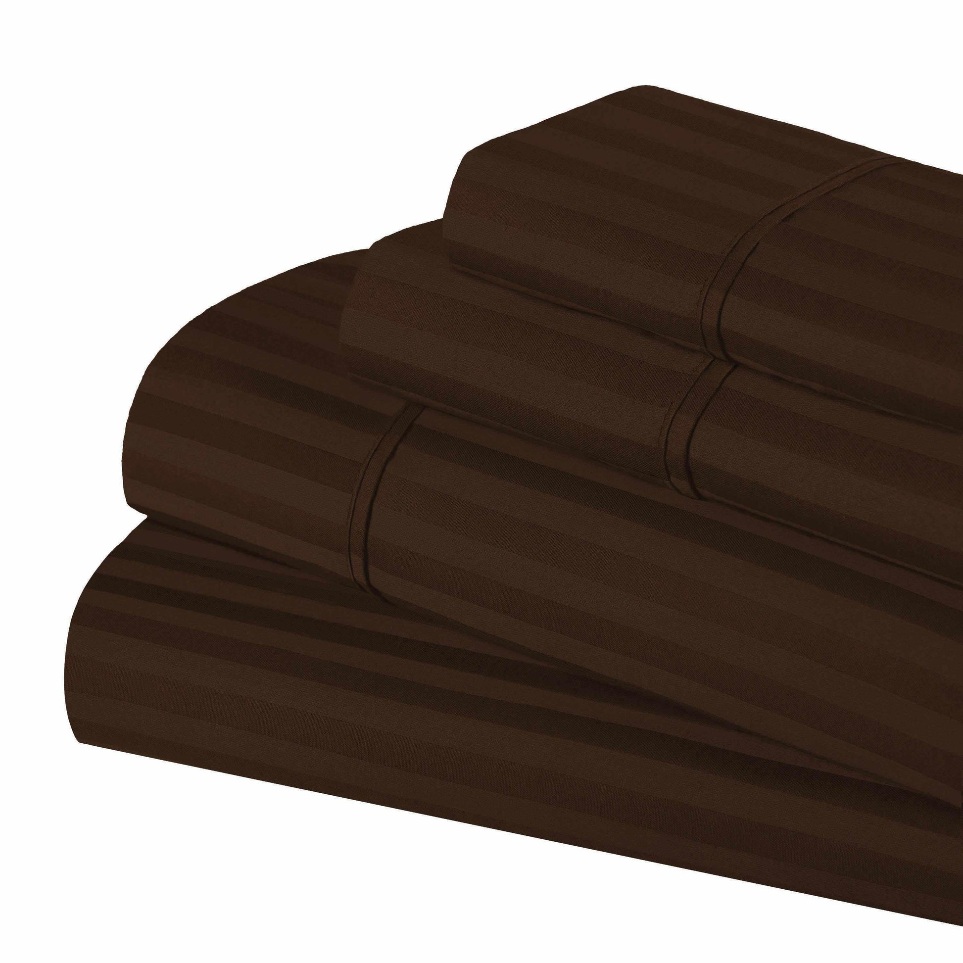 Superior 300 Thread-Count Premium Egyptian Cotton Stripe Sheet Set - Mocha