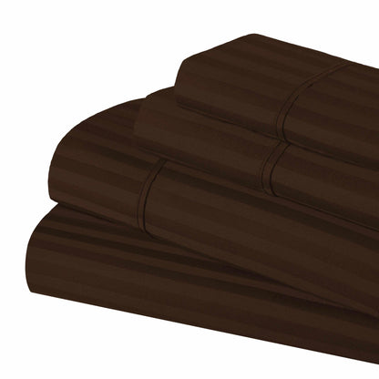 Superior 300 Thread-Count Premium Egyptian Cotton Stripe Sheet Set - Mocha