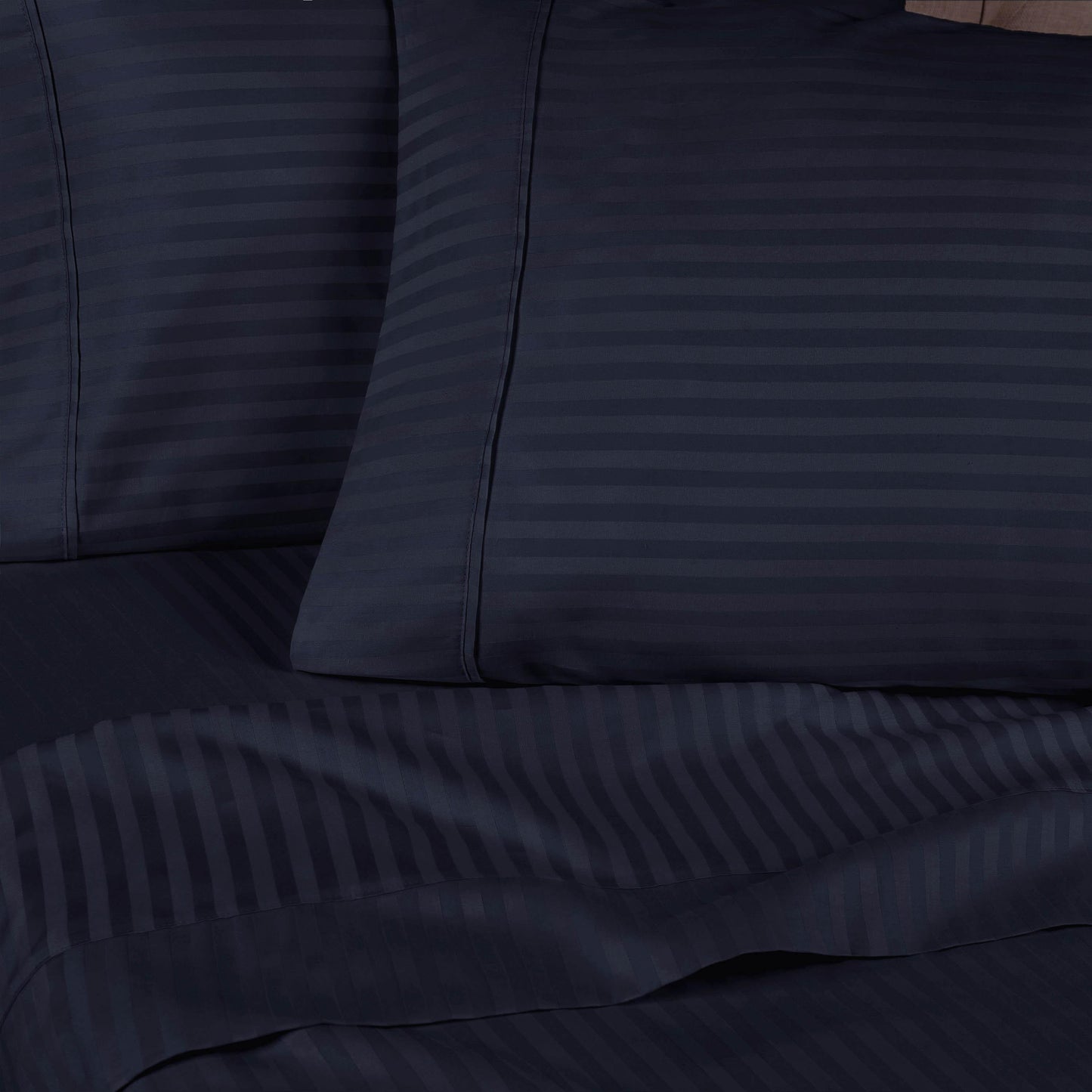 Superior 300 Thread Count Premium Egyptian Cotton Stripe Sheet Set - Navy Blue