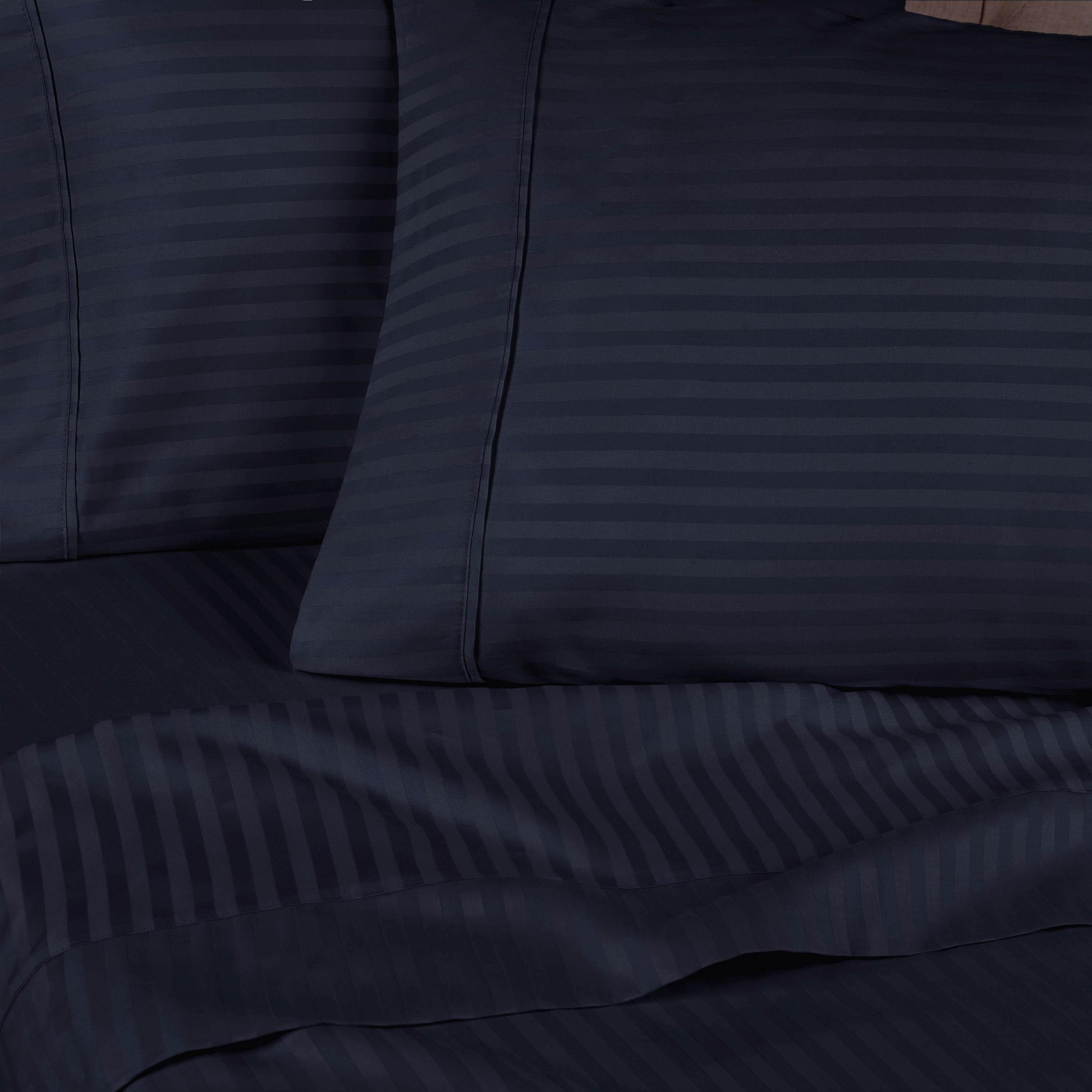 Superior 300 Thread Count Premium Egyptian Cotton Stripe Sheet Set - Navy Blue