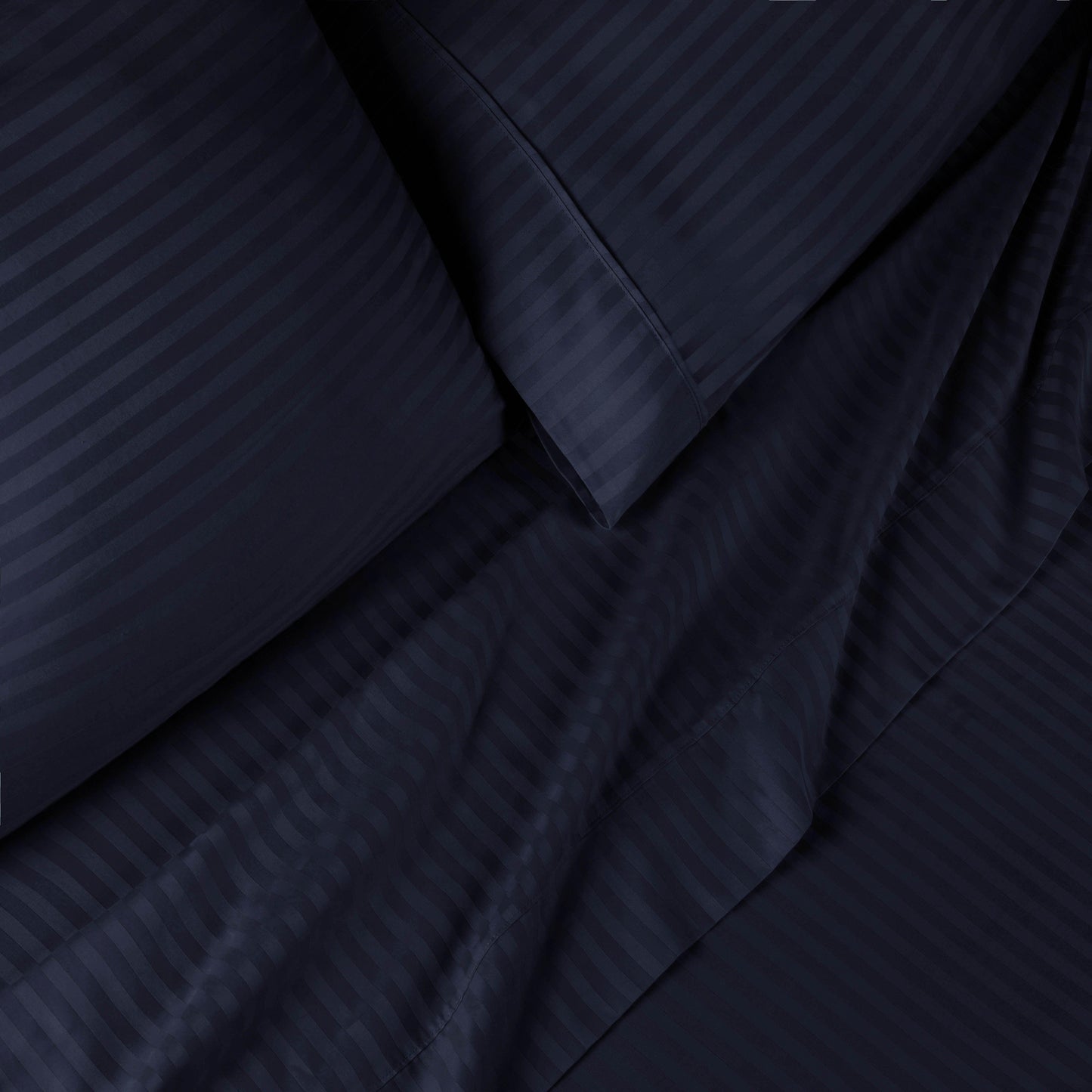 Superior 300 Thread Count Premium Egyptian Cotton Stripe Sheet Set - Navy Blue